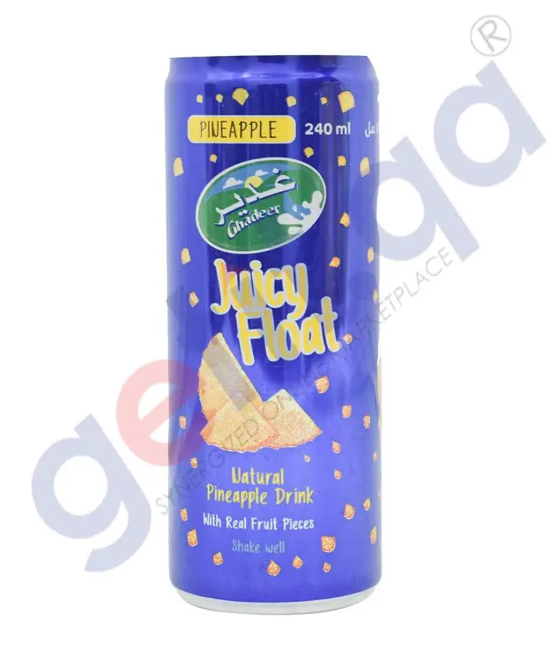 Ghadeer Juicy Floats Pineapple Sparkling Drink – Fun Carbonated Beverage, 240 Ml 1