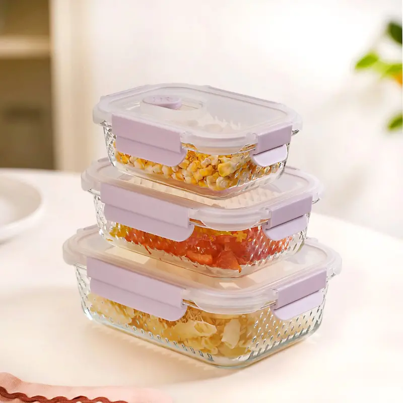 Glowo Airtight Food Container Trio – Three Ventilated, Space-Efficient Containers (370–1000Ml) 1