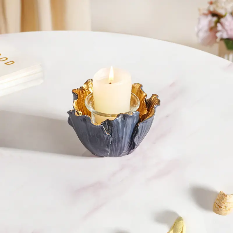 Gold Floral Petal Candle Holder 1