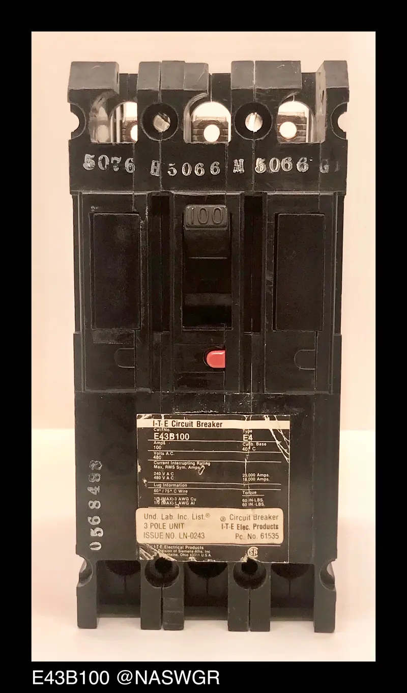 Gould/Ite E43B100 100A Molded Case Circuit Breaker 1