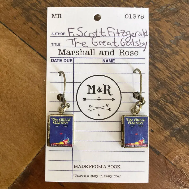 Great Gatsby Engraved Book Locket Earrings – Elegant Sterling Silver By Marshall And Rose (Pre-Order, Ships Early November) 1