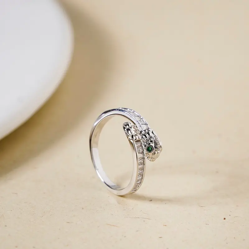 Green-Eye Serpent Ring In Gold Or Silver 1