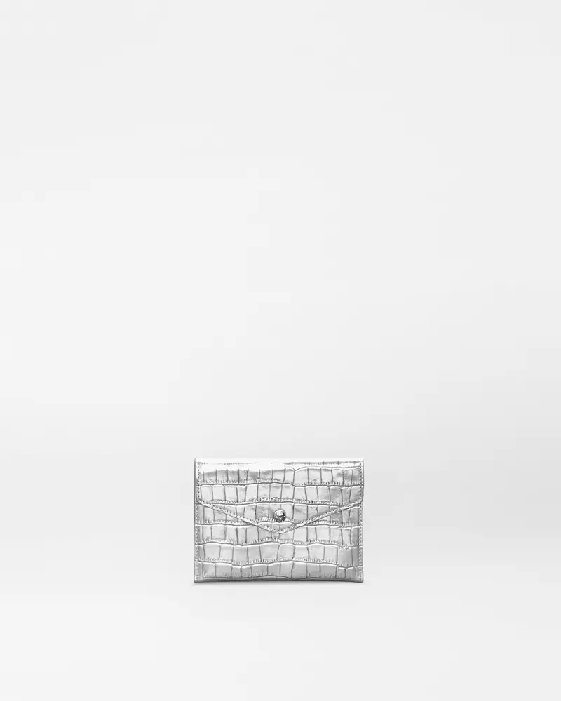Greta Crossbody Bag – Silver Crocodile-Textured Leather 1