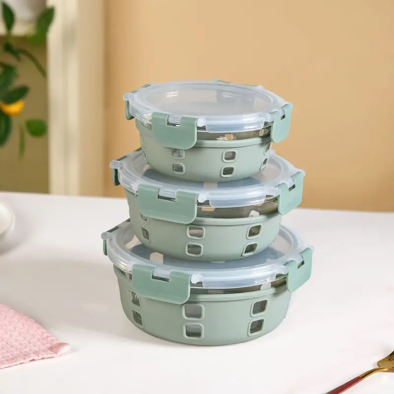 Gripso Borosilicate Glass Lunch Containers – 3-Piece Sage Green Set (400Ml–950Ml) 1