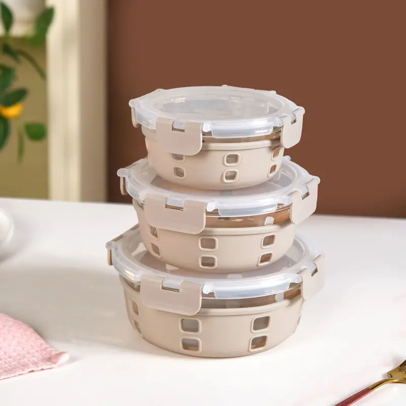 Gripso Microwave-Safe Meal Prep Containers – 3-Piece Beige Set (400Ml–950Ml) 1