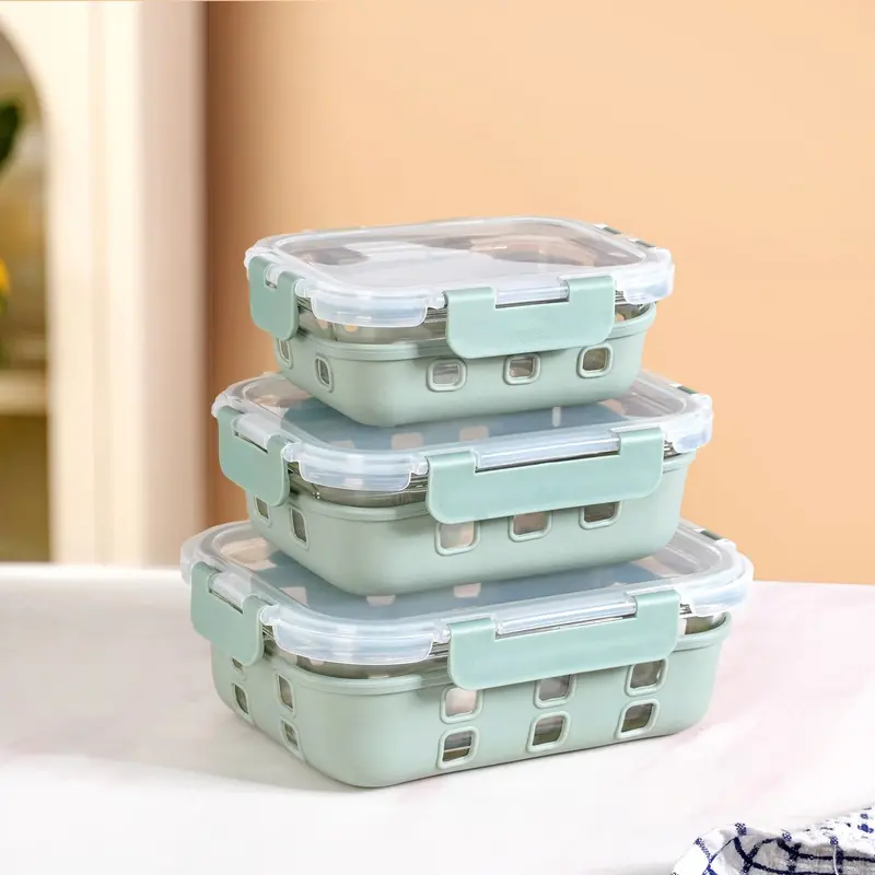 Gripso Microwave-Safe Prep Containers – 3-Piece Sage Green Set (370Ml–1000Ml) 1