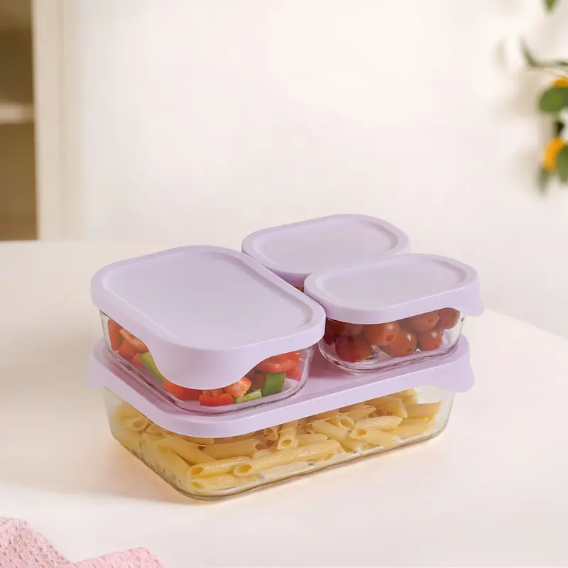 Groovo Lite Premium Borosilicate Glass Containers – 4-Piece (370Ml–2500Ml) 1