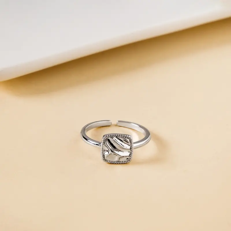 Hammered Raw Charm Silver Ring – Organic Textured Band 1
