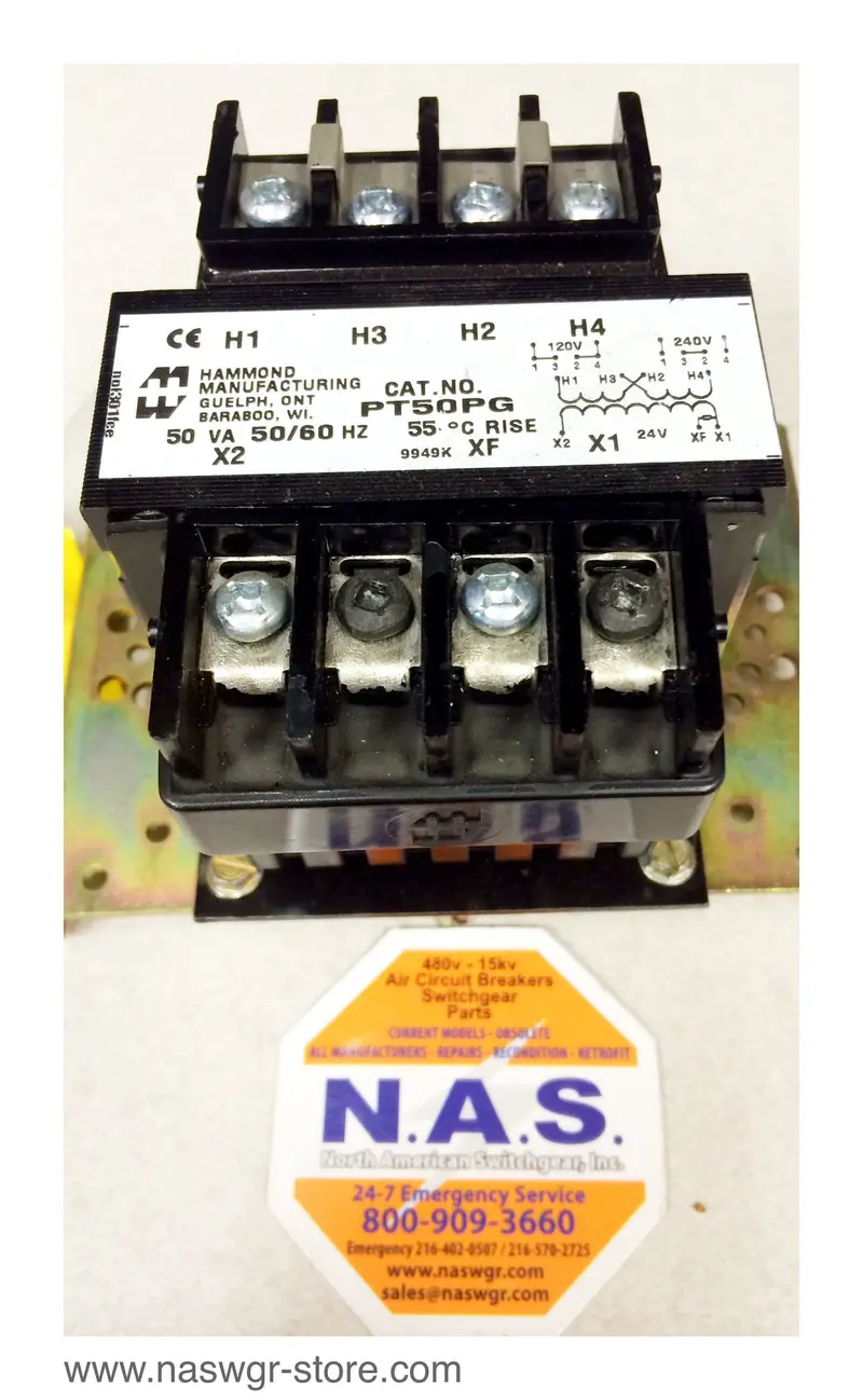 Hammond Pt50Pg Control Transformer – 50 Va, 120/240V Primary, Type 3Ah 1