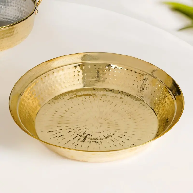 Hand-Hammered Pure Brass Parat Serving Bowl – 36 Cm Diameter 1