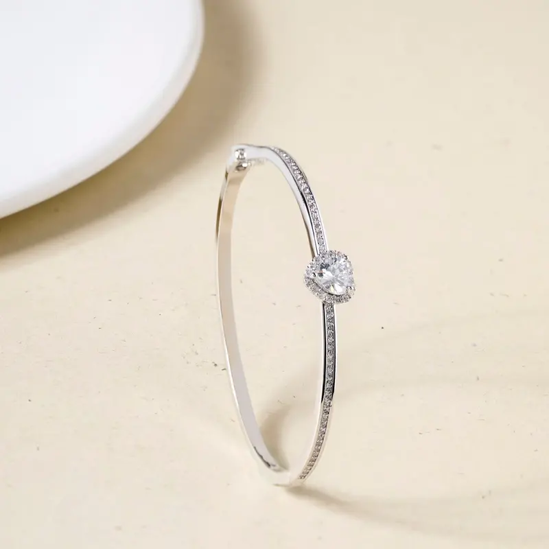 Heart-On-Sleeves Silver Bracelet – Stackable Charm Style 1
