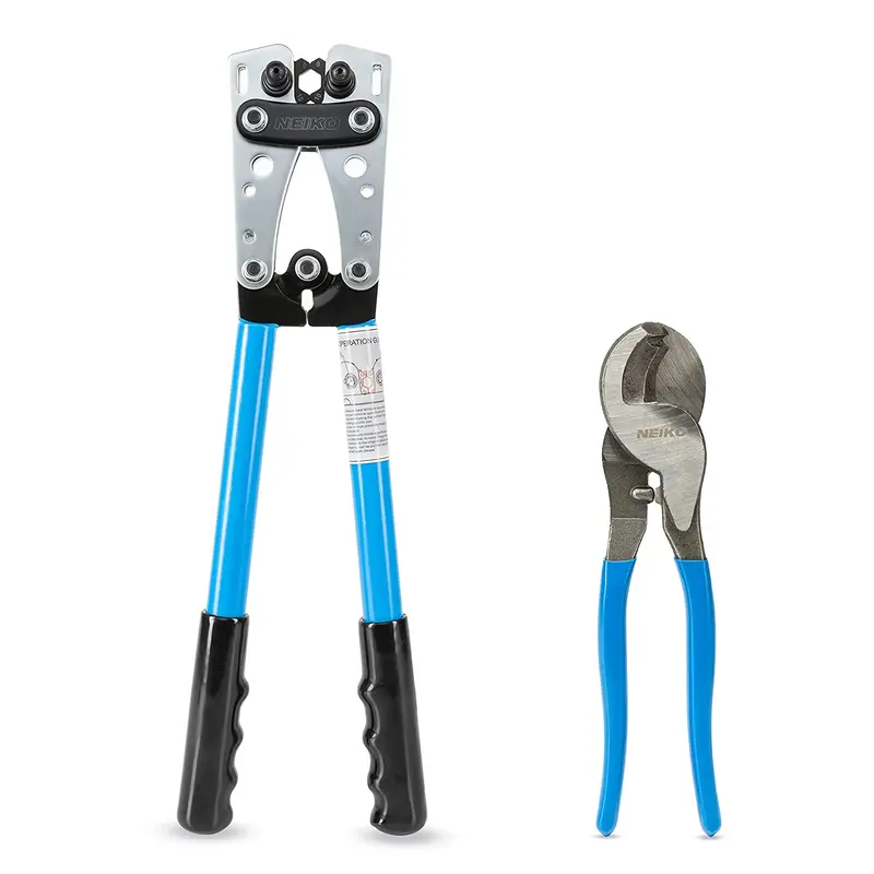Heavy-Duty Battery Cable Crimping & Cutting Plier Kit — 8-0 Awg, 6–50 Mm Range 1