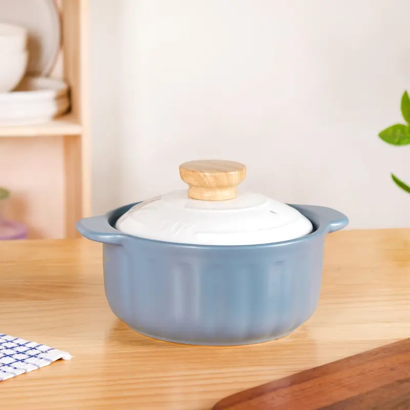 Homebrew Flame-Safe Ceramic Stew Pot With Handle & Lid – 2.15L Durable Braiser 1