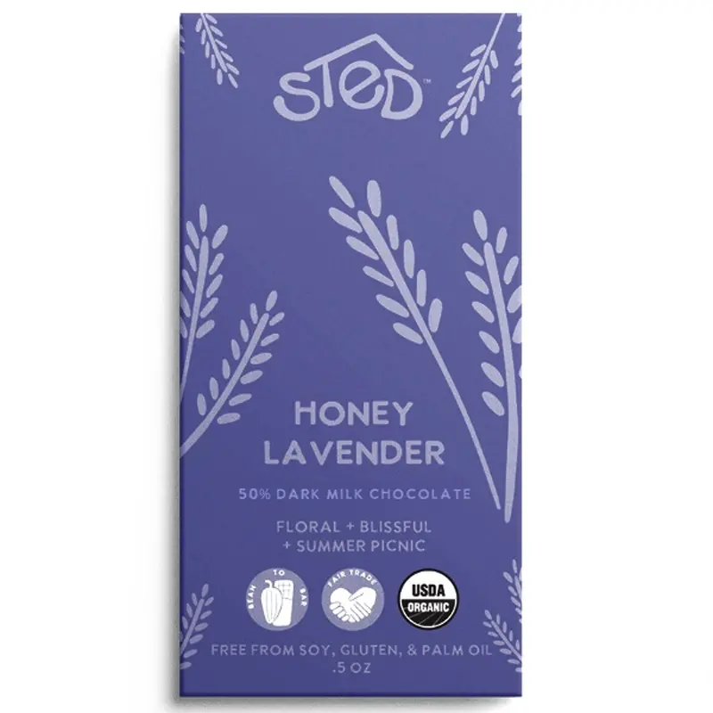 Honey Lavender Chocolate Bar By Sted Foods (Terroir Chocolate) 1