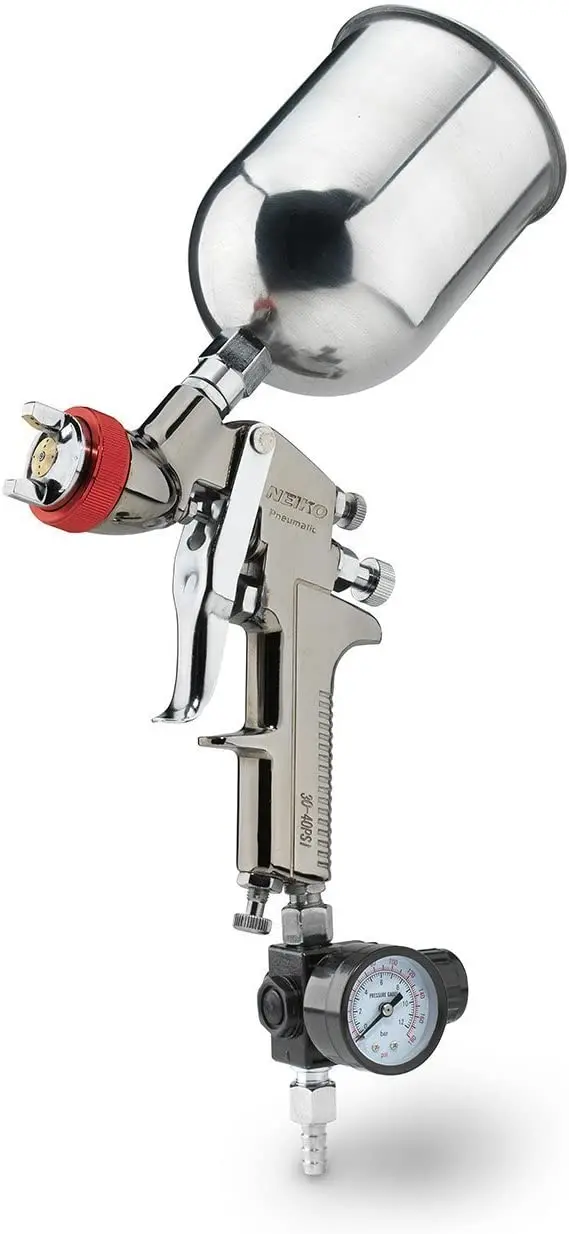 Hvlp Gravity Spray Gun: 2.0 Mm Nozzle, 600 Cc Cup With Air Pressure Gauge 1