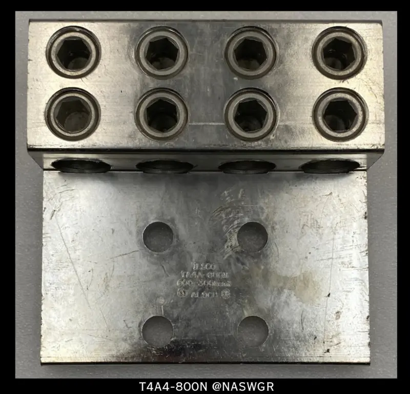 Ilsco T4A4-800N Mechanical Aluminum Lug – 800 Kcmil, Dual-Hole, Nema Rated 1