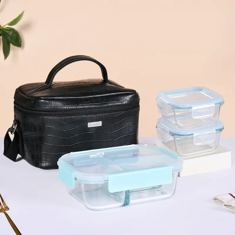 Insulated Lunch Tote With Microwave-Safe Bento Containers 1