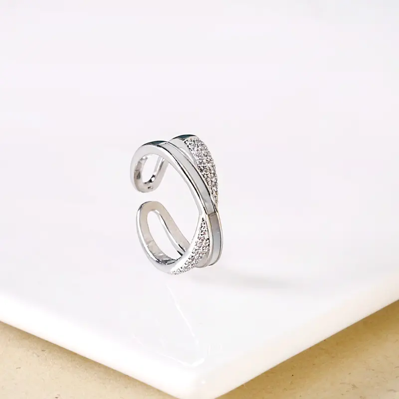 Interwoven Silver Band With Gemstone Accents 1