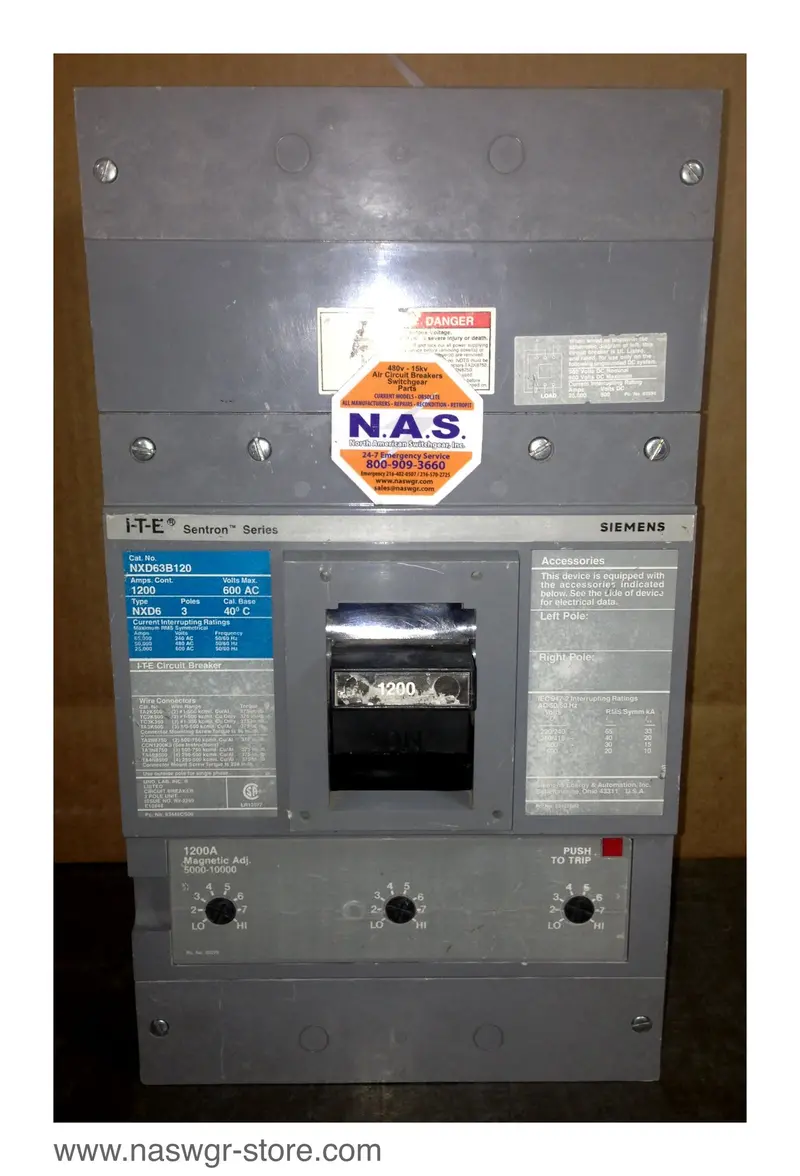 Ite/Siemens Nxd63B120 1200-Amp High-Capacity Molded Case Breaker 1