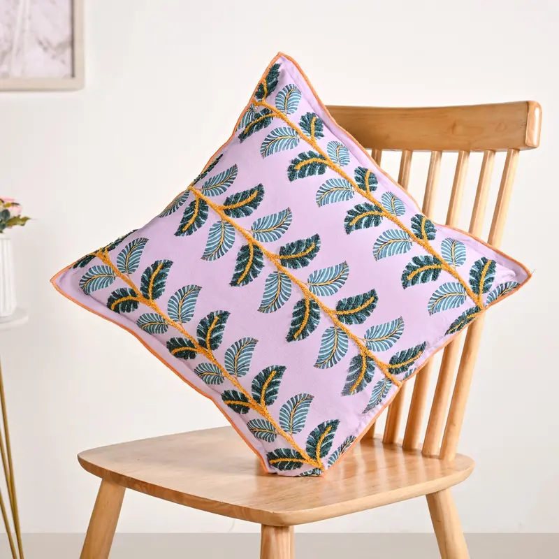Ivy Motif Cotton Cushion Cover – Bloom Era Collection, 43X43Cm 1