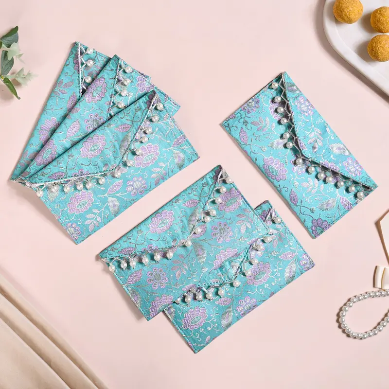 Jacquard Shagun Envelopes – Set Of 6 Luxe Wedding Gifting Pouches 1