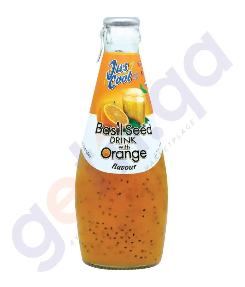 Jus Cool Orange Basil Seed Drink – 300Ml Bottle 1