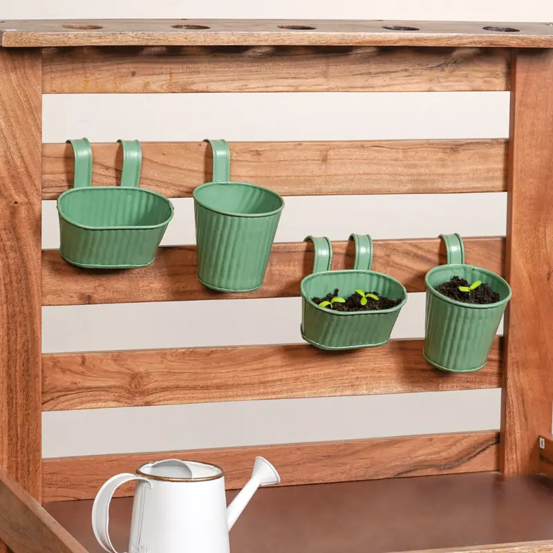 Kid-Friendly Green Mini Hanging Planters – Decorative 4-Piece Set 1