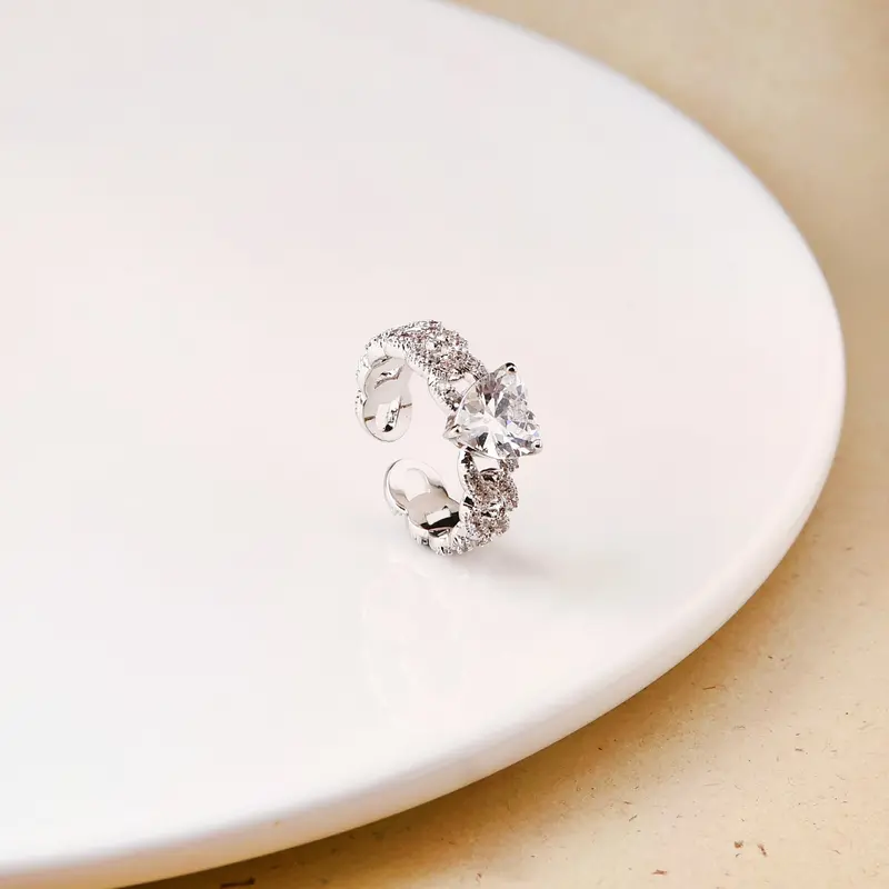 Knotted Heart Solitaire Silver Ring 1