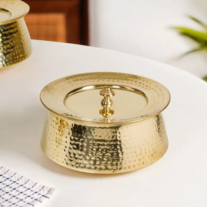 Large-Capacity Pure Brass Handi With Lid – 3000 Ml 1