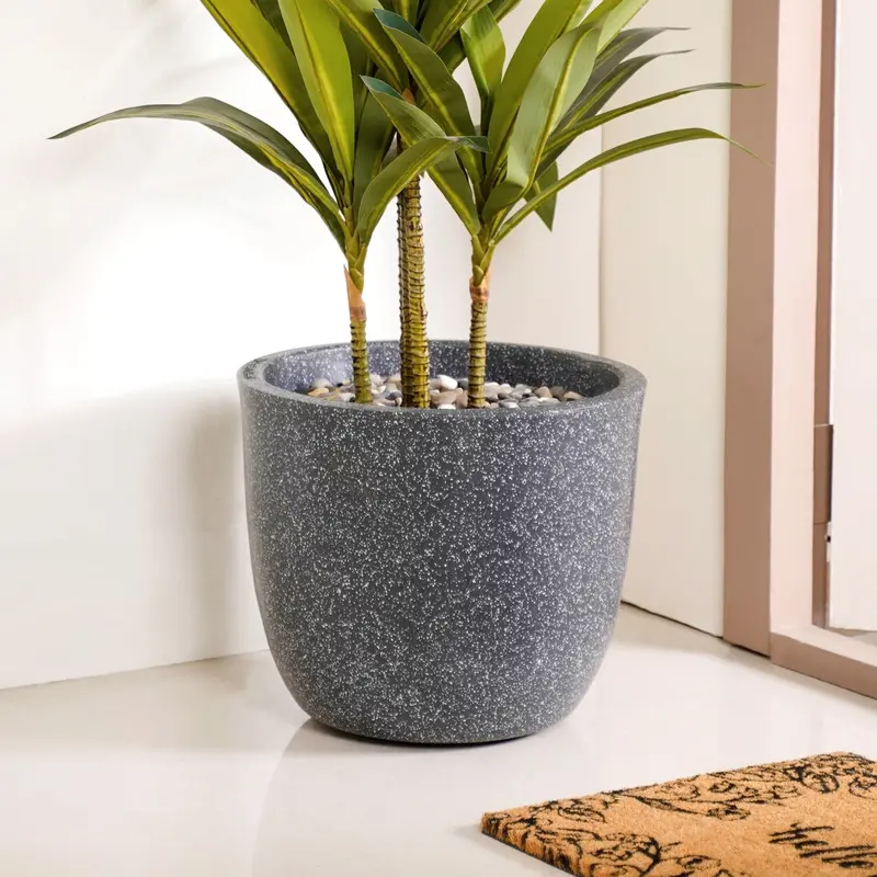 Large Charcoal Grey Planting Pot – Planterra 15" X 14" Wide-Bodied Planter 1