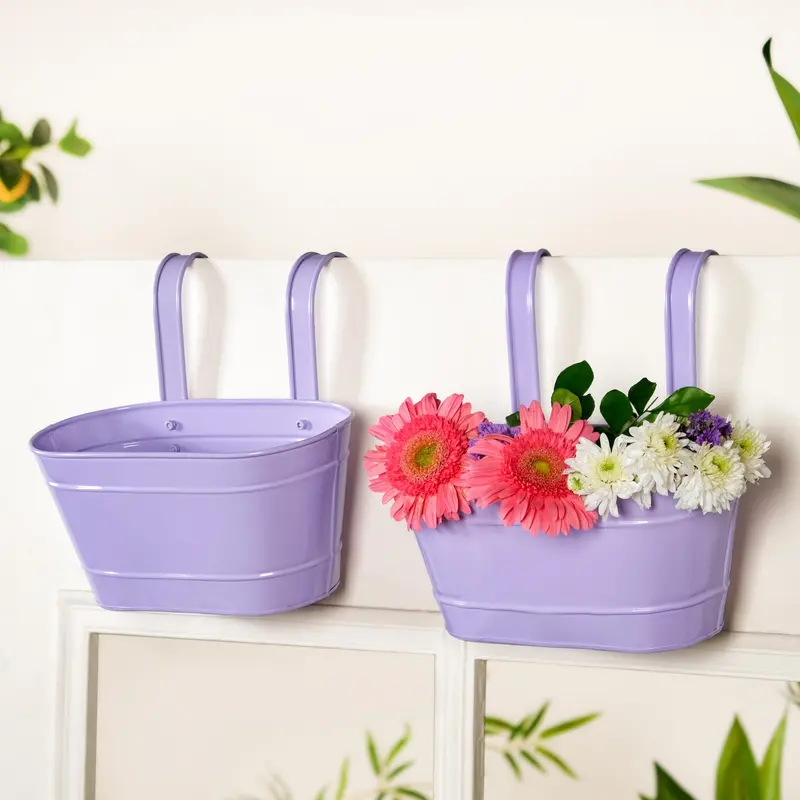 Lavender Wall-Mounted Hanging Planters – Modern Decorative Set Of 2 1