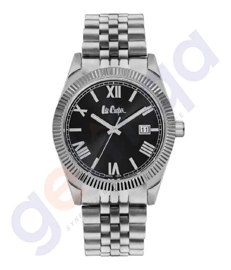 Lee Cooper Men’S Stainless Steel Analog Watch – Black Dial, Silver Bracelet 1