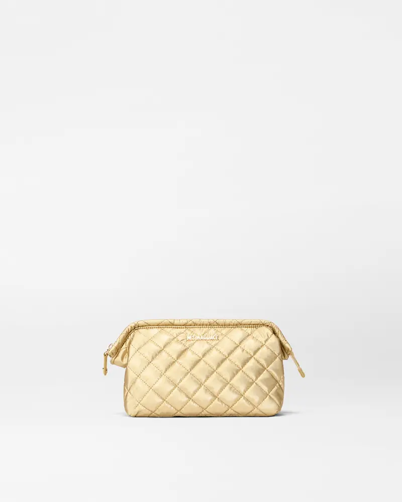 Light Gold Pearl-Embellished Crosby Frame Cosmetic Bag 1