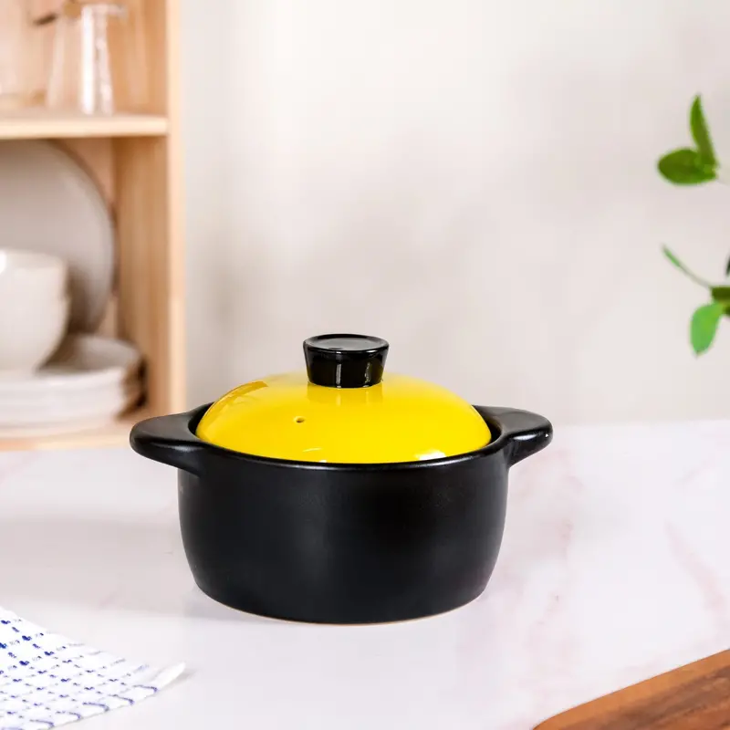 Limonelle Ceramic Cooking Pot With Lid – 1.2L Compact Stew & Side-Dish Pot 1