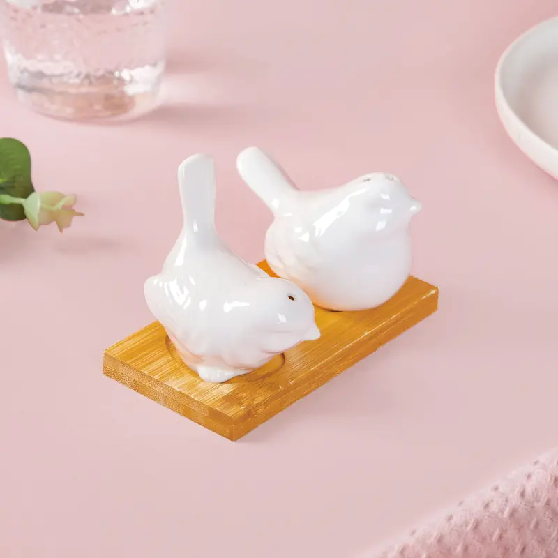 Lovebirds Salt And Pepper Shaker Duo With Decorative Stand 1