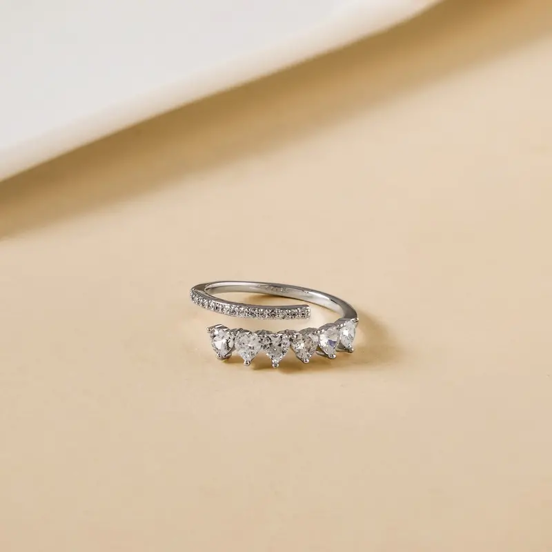 Lovestruck Bypass Silver Ring – Fluid Asymmetrical Design 1
