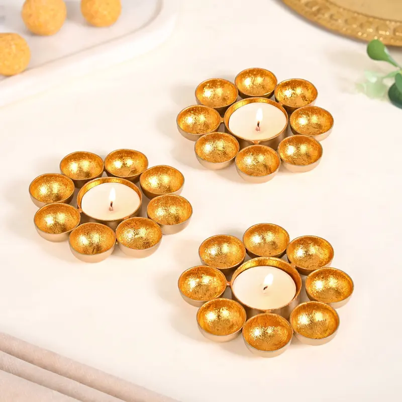 Luminous Metallic Tealight Stand Set (3 Pcs) 1