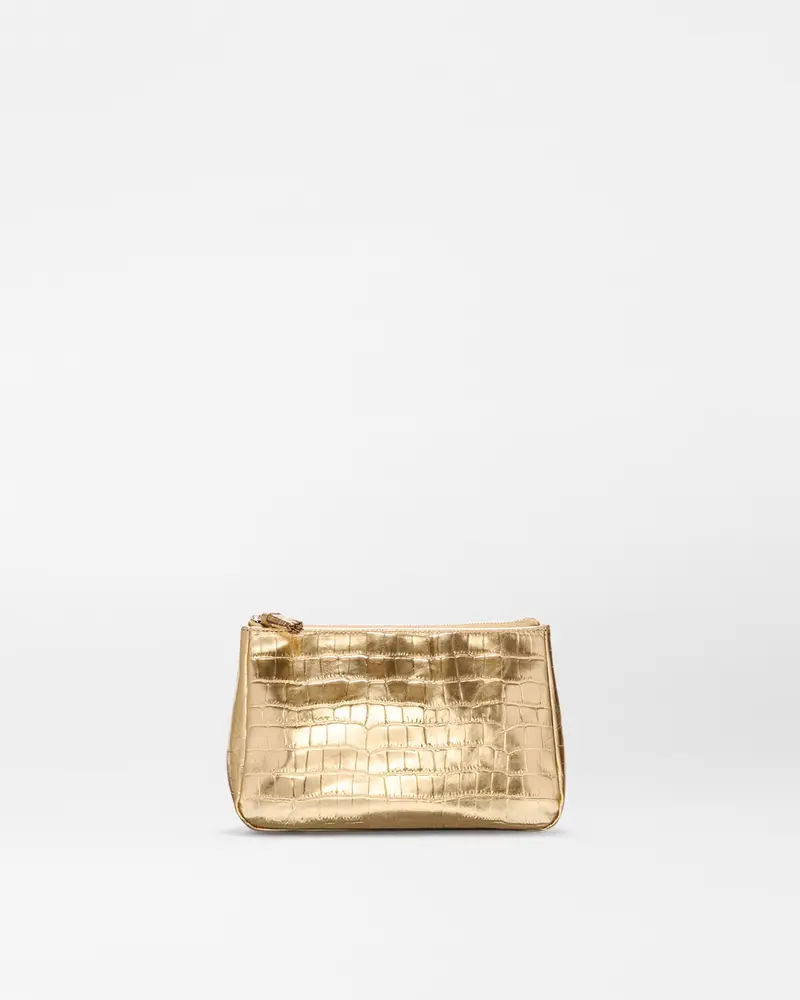 Luna Cosmetic Bag – Gold Croc-Effect, Medium Size 1