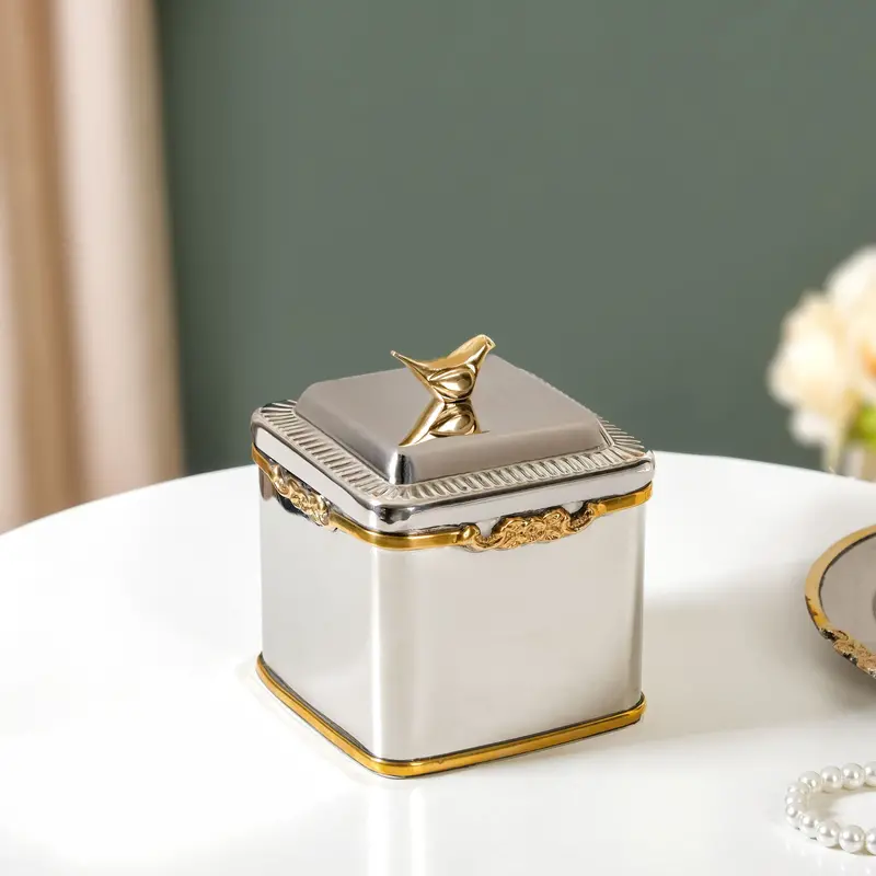 Luxe Decorative Bird Jar – Handcrafted Accent Piece 1