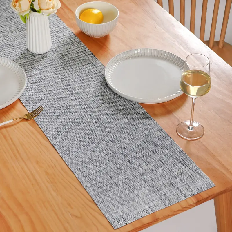 Machine-Washable Reversible Grey Table Runner – 180 × 30 Cm 1