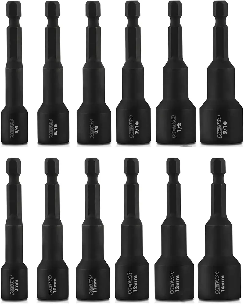 Magnetic Hex Nut Driver Set — Chrome-Vanadium Steel, Dual Sae/Metric, 1/4" Hex Drive (12-Pc) 1