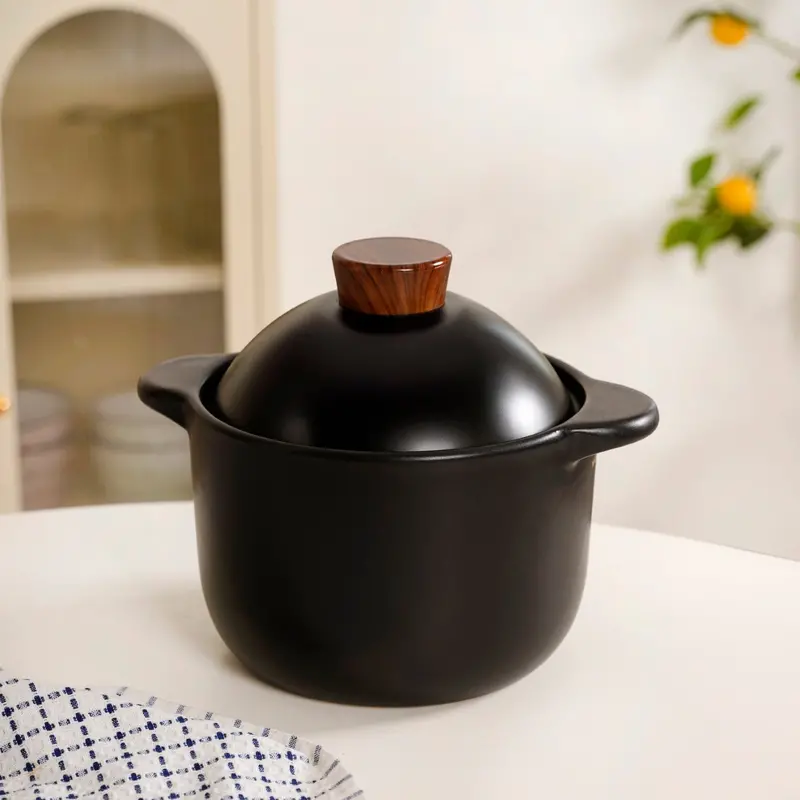 Maison Matte Black Ceramic Cookpot – 3.7L Heavy-Duty Casserole 1