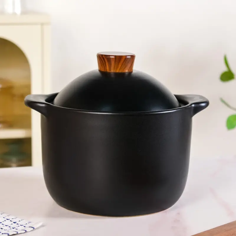 Maison Matte Black Glazed Cooking Pot – Extra-Large With Lid (5800Ml) 1
