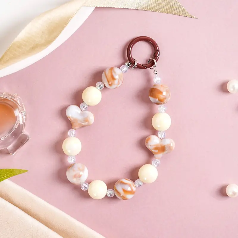 Marbled Brown Love Loop Keychain With Modern Edge 1