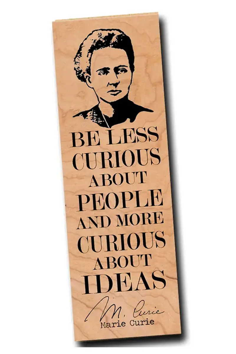 Marie Curie Inspirational Wood Bookmark – Handcrafted Literary Accessory 1
