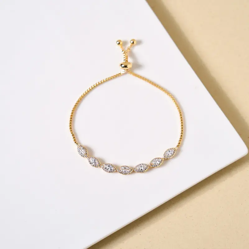 Marquise-Cut Charm Gold Bracelet 1