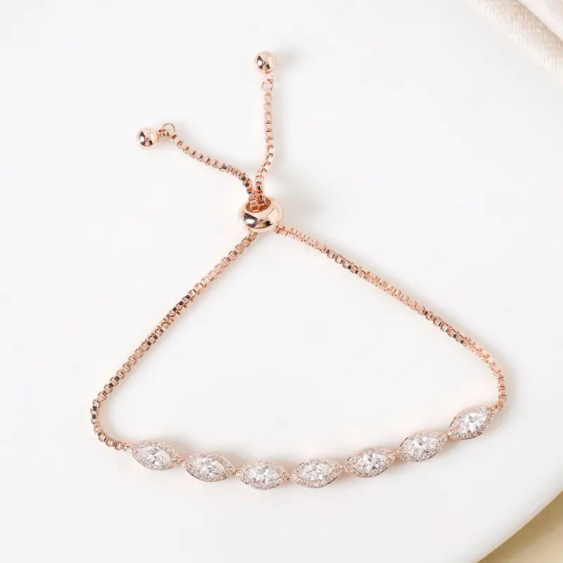 Marquise-Cut Charm Rose Gold Bracelet 1