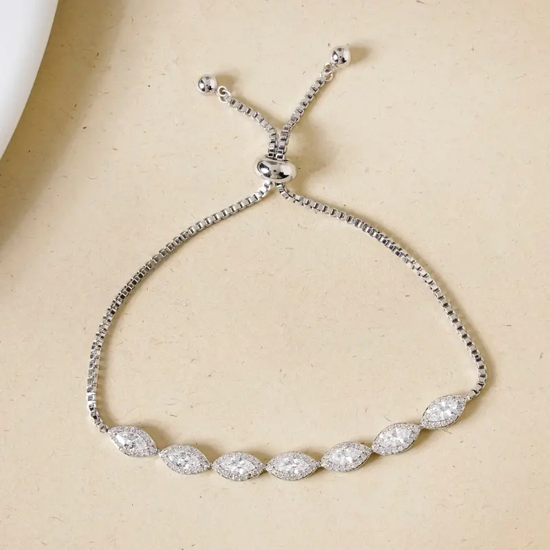 Marquise-Cut Charm Silver Bracelet 1