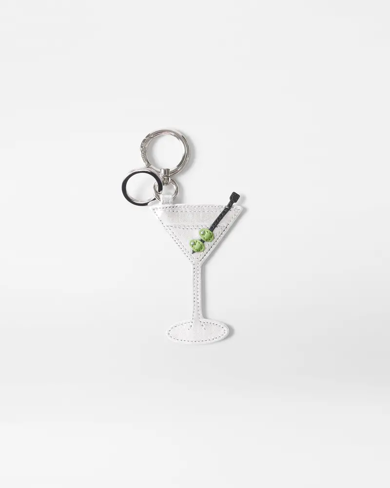Martini-Shaped Keychain – Multicolor Leather Accent Charm 1