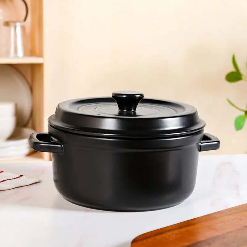 Matte Black Ceramic Cocotte – French-Style Braising Pot (4200Ml) 1